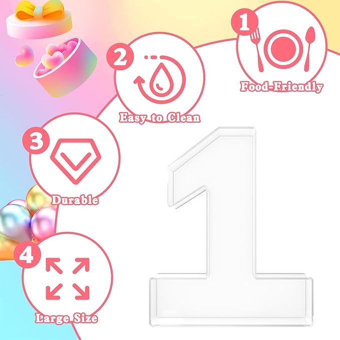 11" Acrylic Number Charcuterie Tray, Fillable Number Charcuterie Box for food, Reusable Serving Cake Candy Dish Display Tray for Birthday Anniversary Party Decoration (Number 1)