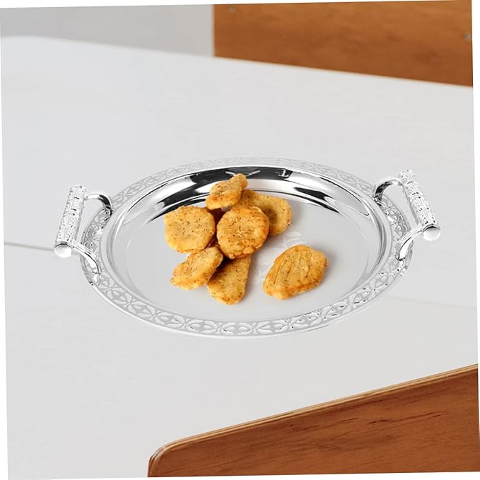 Stainless Steel European Style Dessert Serving Tray Elegant Fruit Snack Platter Portable Lightweight Storage Plate for Kitchen and Buffet Use