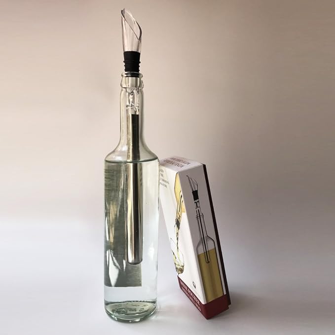 Wine Chiller Ice Red Wine Bottle Stainless Steel Cooler Chiller Stick Container Freezer 3 in 1 with Aerator and Pourer Wine Accessory (1)