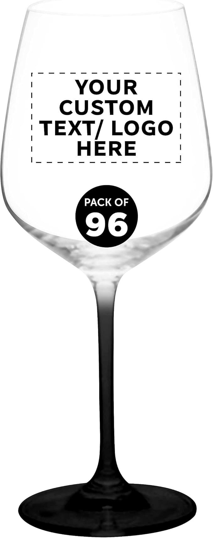 Custom Crystal Wine Glasses 17.5 oz Set of 96, Personalized Bulk Pack - Restaurant Glassware, Perfect for Red Wine or White Wine - Black