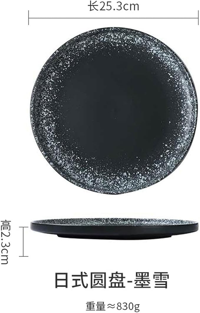 Japanese solid color household simple and exquisite underglaze ceramic plate -10-inch steak plate (ink snow)