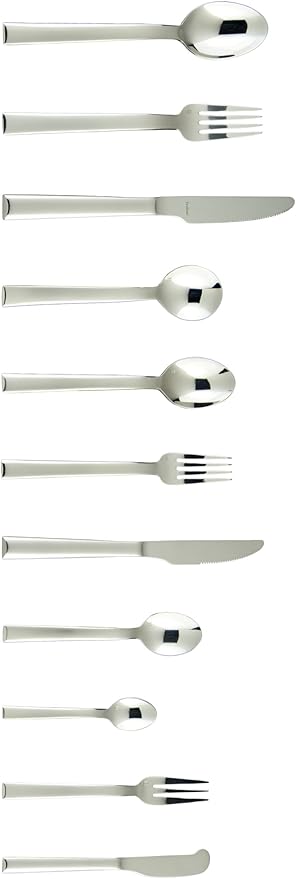 Fortessa Still 18/10 Stainless Steel Flatware Dessert/Oval Soup Spoon, Set of 12