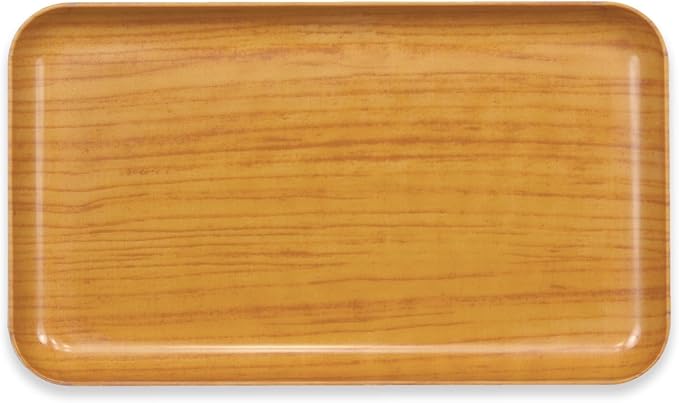 TATSU-CRAFT NR Non Slip Serving Tray with Faux Wood, Natural, Microwave Safe Plastic Tray, 8.5 x 4.9 Inches, Ideal for Cafeterias, Restaurants, Coffee Shops, Home, Fast Food, Snacks, Drinks, Tea, More