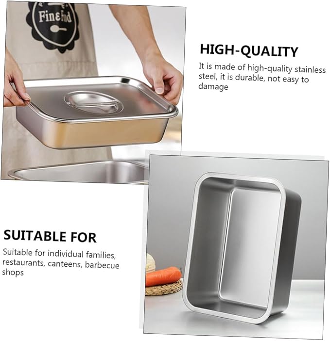 1Pc Stainless Steel Food Storage Tray Serving Plate for Vegetables Kitchen Utensil for Home Use Easy to Clean Dinnerware Suitable for Open Flames Induction