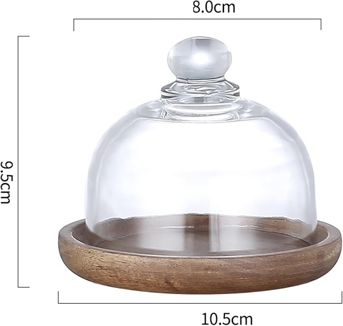 Charcuterie Snow Globe Container, Charcuterie Snow Globes, Mini Cake Stand with Dome Lid, Glass Dessert Dome with Wood Base, Small Cake Display Server Tray for Kitchen, Birthday Party, Wedding (3 set)