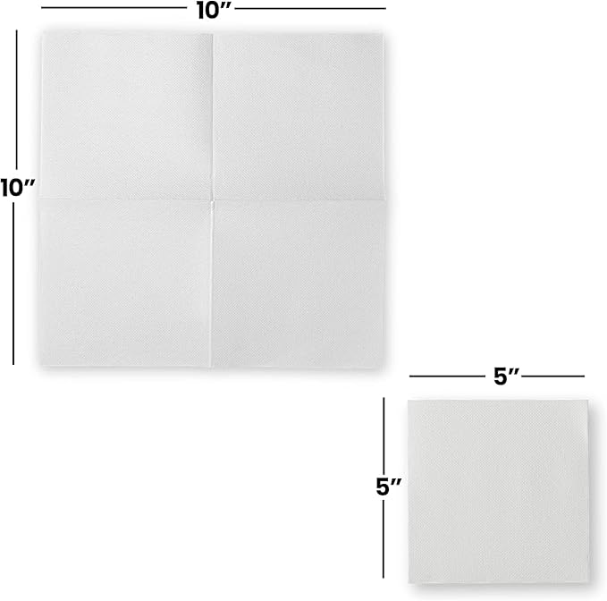 600 Pack Cocktail Napkins Paper - 3-Ply Quality White Beverage Napkins - Restaurant, Event, Café, Party, Bar Napkins - 10" x 10" Unfolded