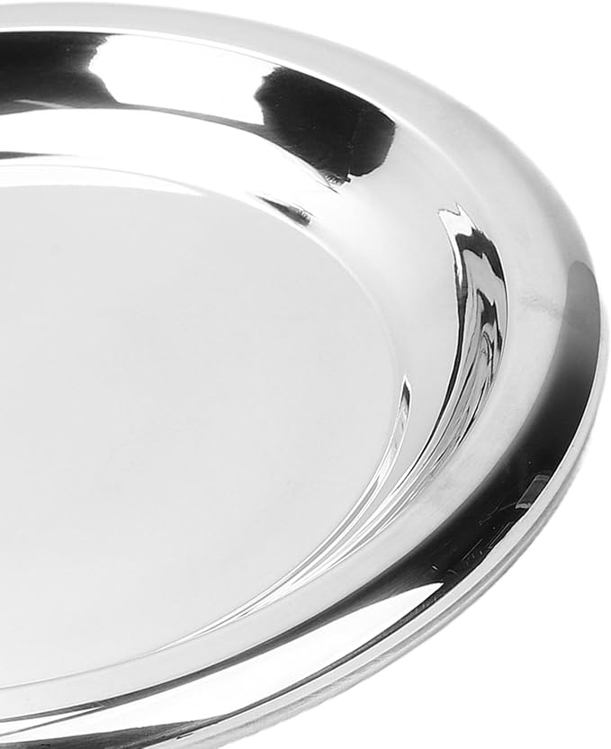 Diydeg Stainless Steel Round Serving Tray, Decorative Mirrored Finish Round Serving Bar, Sturdy Vacuum Coating Circular Platter, for Coffee Table Bar Party (L)
