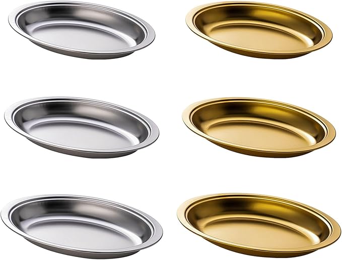 Steaming Fish Tray Stainless Steel Serving Plate Oval Shape Multifunctional for Home or Restaurant Use Silver/Gold