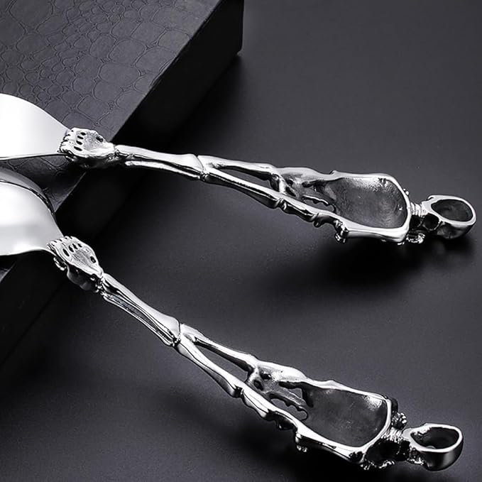 Cutlery Silverware Set 12 Piece Flatware Set for 4, Creative Skeleton Handle 18/10 Stainless Steel include Forks Spoons Dinner Knives Flatware-Serving-Sets