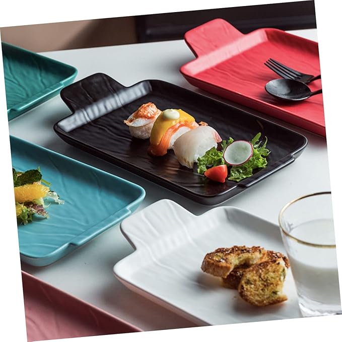 Tableware Wedding Guest Steak Plate Japanese Appetizer Plates Ceramic Jewelry The Wedding Ceramic Platter Plates Practical Food Serving Dish Ceramic Sushi Platt (Red-29.5 * 16.2 * 2.5cm