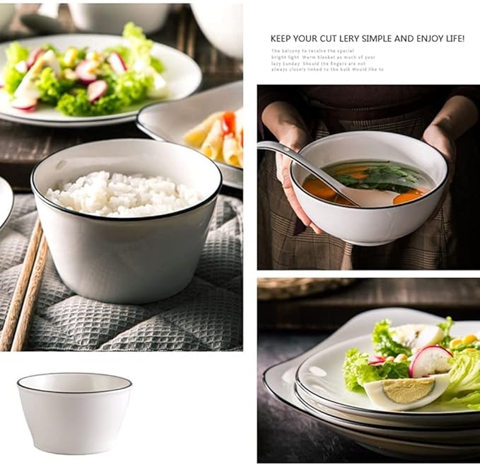 Table Service Crockery Set 50 Piece White Dinnerware Set,Ceramic Plates and Bowls Sets,High Temperature Firing