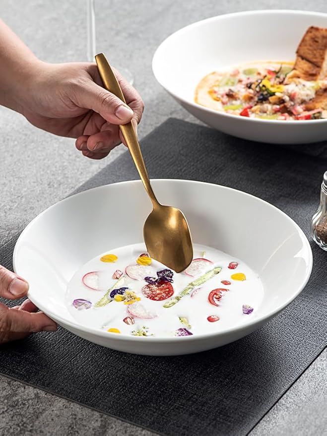 Appetizer Plates Simple Nordic Style White Ceramic Fruit Salad Bowl Home Western Style Pasta Plate Cheap Plates(Large)
