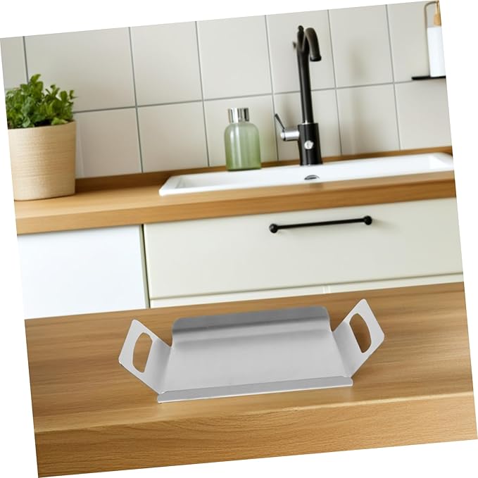 Stainless Steel Snack Serving Tray Silver Multi-Purpose Platter Reusable Food Preserving Tray Steel Korean Style Handles Thickened Design for Home and Restaurant Use