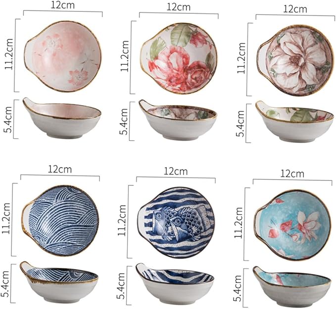 PRETYZOOM Hand-Painted Ceramic Seasoning Dish Set 3pcs Food Sauce Plates for Dipping Colorful Appetizer Bowls for Entertaining and Serving Random Style