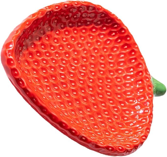 Strawberry Ceramic Appetizer Plate Snack Dish for Outdoor Dining Travel Family Gatherings Easy Clean Sauce Dish Charming Design for Desserts Sushi