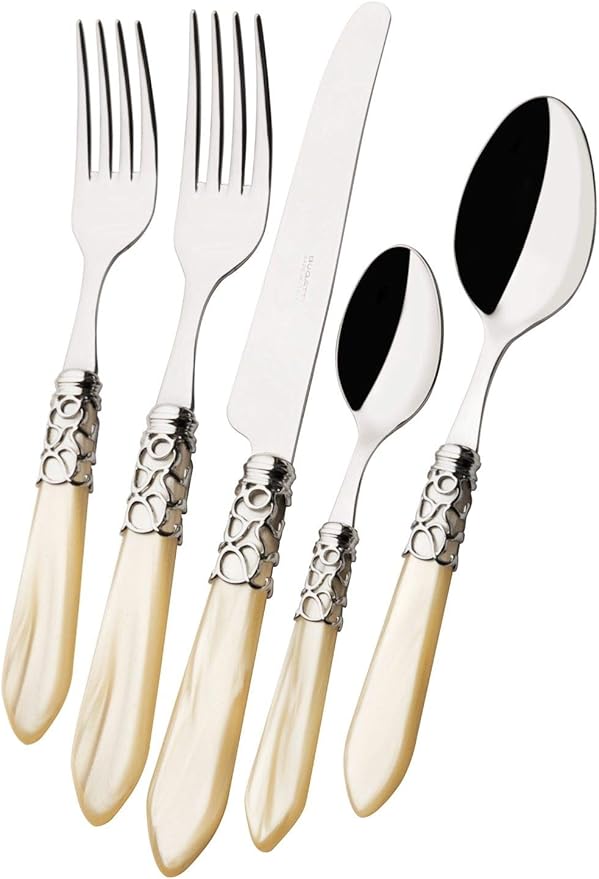 Melodia Brilliant 5 Piece Place Setting flatware set cutlery dinnerware silverware (Melodia ivory)