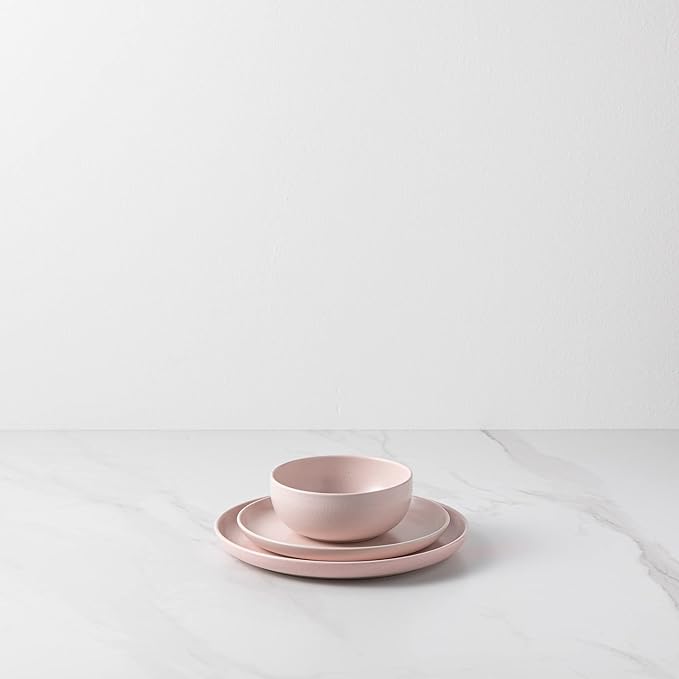 Casafina Pacifica Marshmallow Pink 12-Piece Stoneware Place Setting Dinnerware Set, 4 Pieces