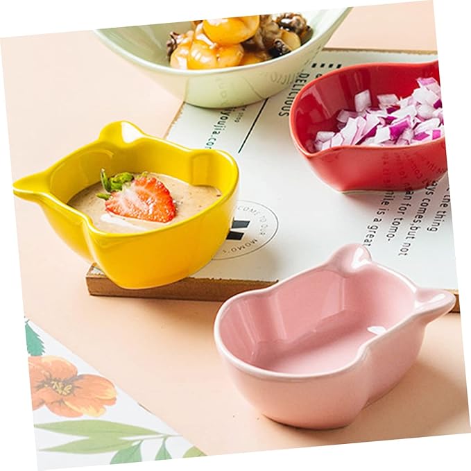 Cabilock 6pcs Mini Ceramic Seasoning Dishes Set Multifunctional Food Sauce Plates Kitchen Condiment Bowls for Dipping and Serving Appetizers Random Color