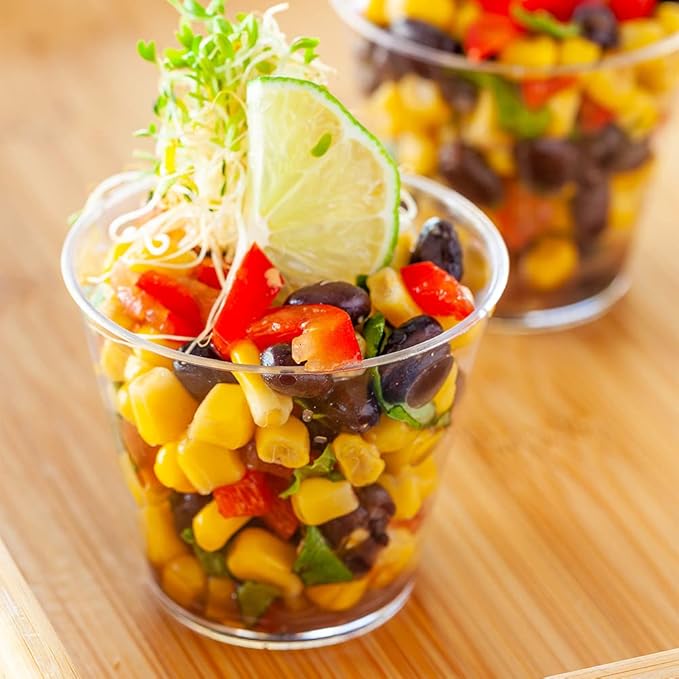 Restaurantware-4 Ounce Mini Dessert Cups, 100 Square Small Appetizer Cups - Durable, Disposable, Clear Plastic Parfait Cup, Serve Mousse, Puddings, Or Samples, For Weddings Or Parties