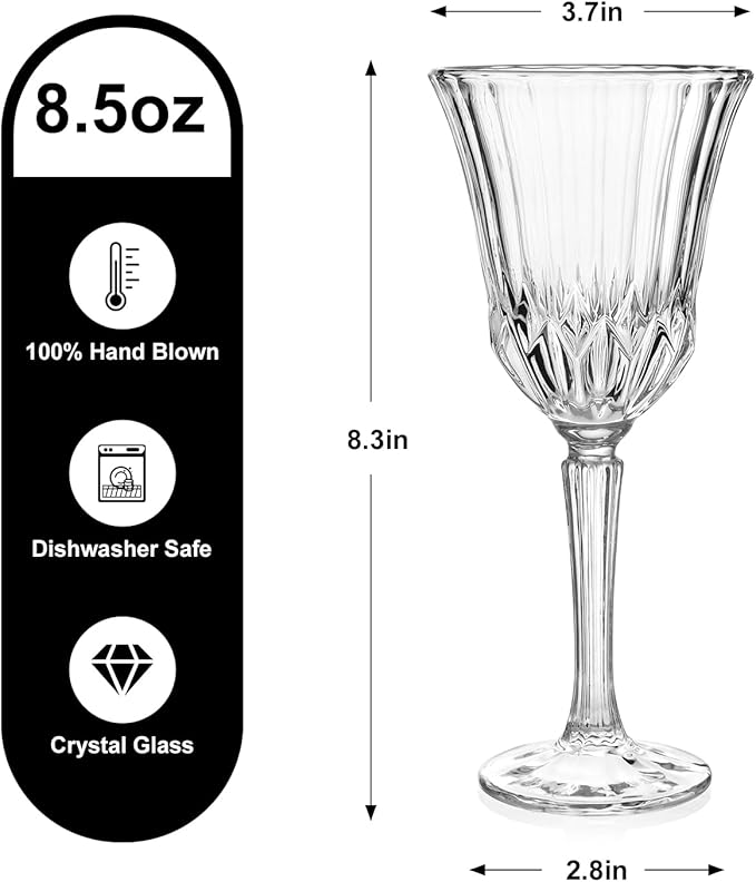 Wine Glasses Set of 6, Lead-free Crystal Wine Glasses, Vintage Red Wine Glassware for Daily Use, Hosting Guests, Gifts for Wedding