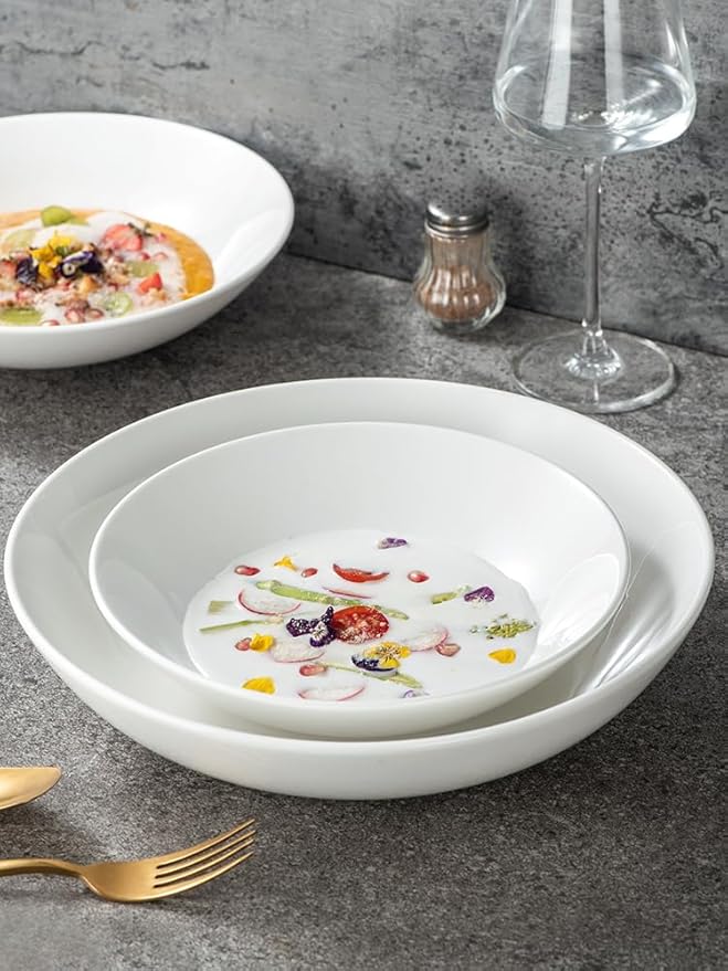 Appetizer Plates Simple Nordic Style White Ceramic Fruit Salad Bowl Home Western Style Pasta Plate Cheap Plates(Large)