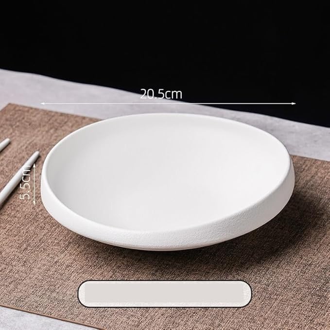 CHICKEN Dinnerware Plates Simple Ceramic Plate Salad Plate Irregular Deep Plate Home Cold Dish Plate Western Food Platter Smooth Dinner Plate(A,Medium)