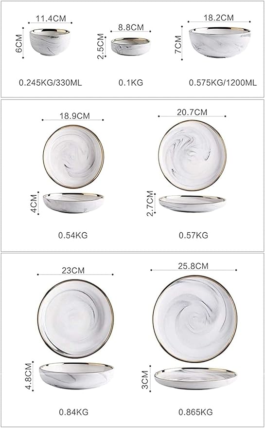 Dinnerware Sets Dish Set,Ceramics European Style Marble Dishes and PlatePorcelain Cake Dish Pastry Fruit Tray Ceramic Tableware Steak Dinner Plate