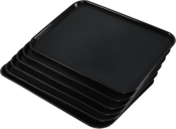 6 Packs Extra Large Plastic Trays, 25.2" x 17.52" Plastic Fast Food Serving Tray, Black
