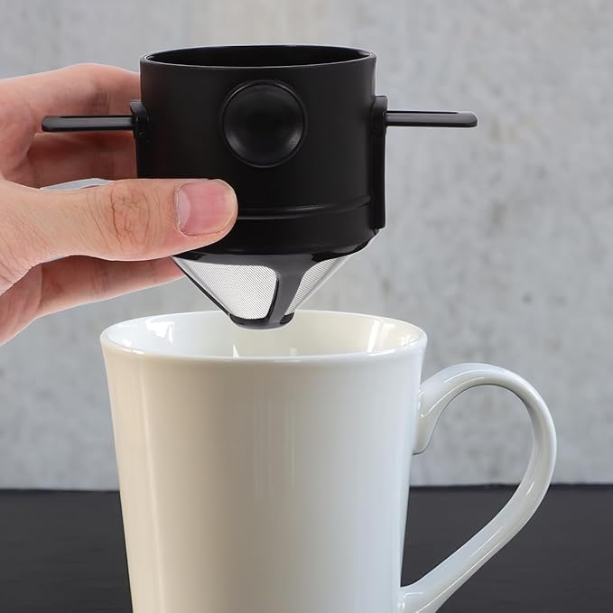 ABOOFAN Collapsible Stainless Steel Coffee Filter Funnel Double Layer Mesh Drip Coffee Strainer for Travel Home Camping Portable Reusable Dripper