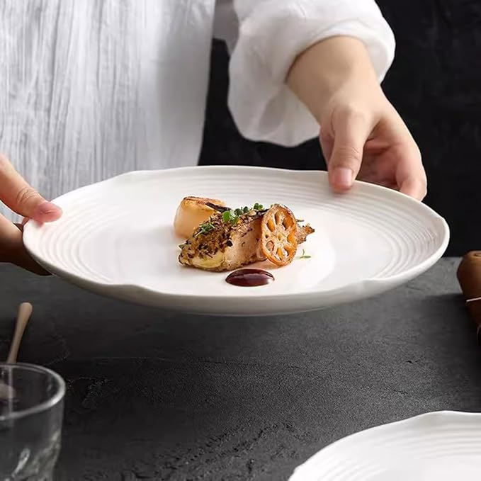 SONGCHAO Party Supplies Home Ceramic Dinner Plate Western Plate Steak Plate Restaurant Appetizer Plate Salad Plate Kitchen Tableware White Party Plates (Color : 25cm)
