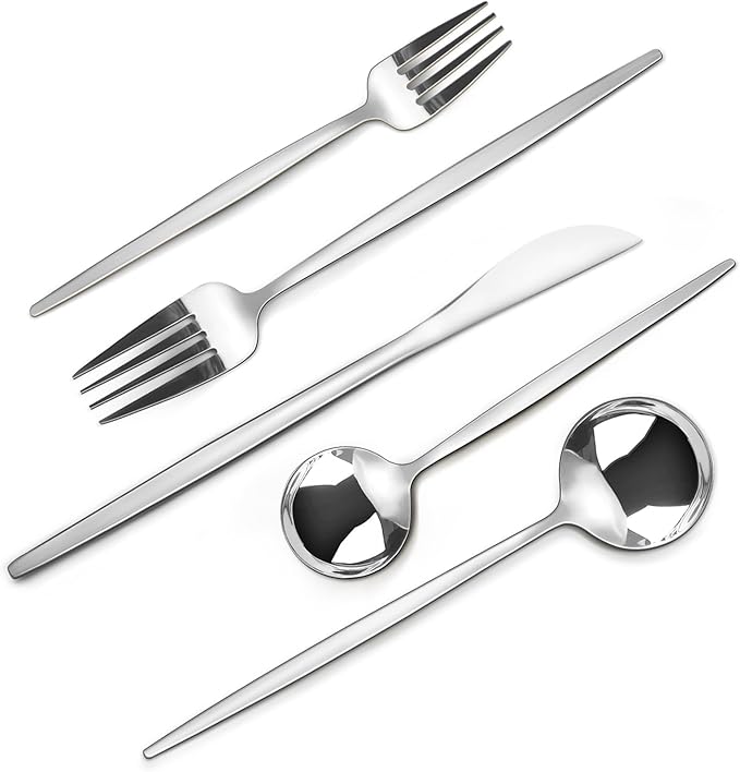 Silverware Set, Stainless Steel 20 Piece Flatware Sets Service for 4, Cutlery Utensil Set, Mirror Polished, Include Fork Knife Spoon Set, Dishwasher Safe