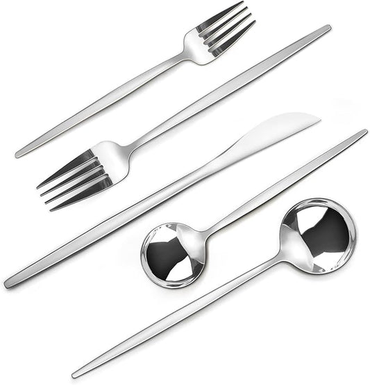 Silverware Set, Stainless Steel 20 Piece Flatware Sets Service for 4, Cutlery Utensil Set, Mirror Polished, Include Fork Knife Spoon Set, Dishwasher Safe