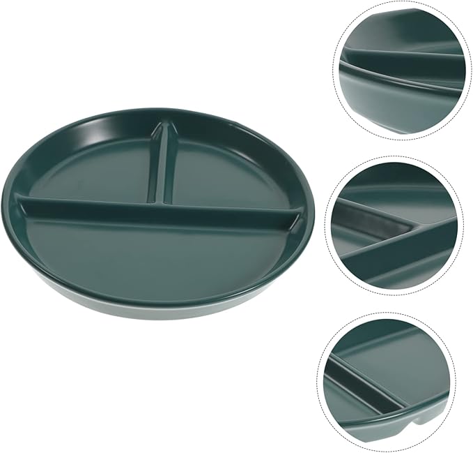 Divided Porcelain Plate with Three Compartments Round Ceramic Dish for Breakfast Steak and Fruit Simple Design for Home Decor and Daily Use