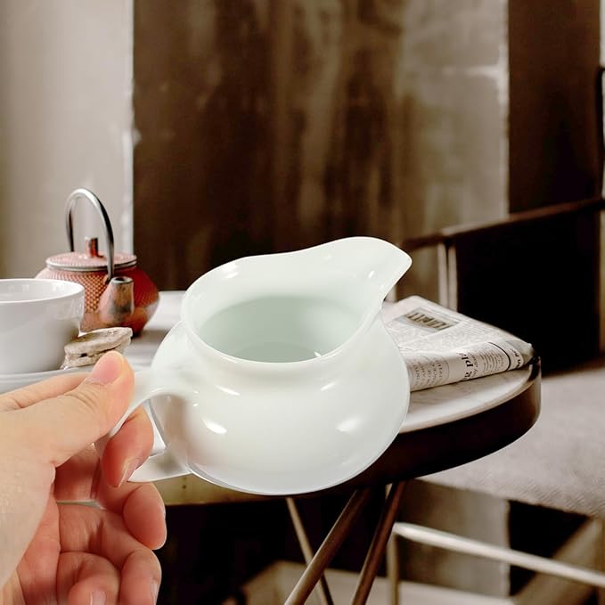 Ceramic Milk Cup Sauce Pot 2.76In White Porcelain Jug for Kitchen Use Easy to Clean Practical Milk Frothing Pitcher for Home Restaurant