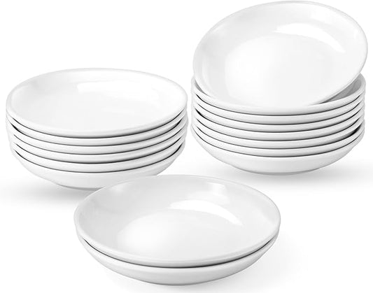 16 Pcs Ceramic Appetizer Plates, 6 Inch White Dessert Plates, Small Porcelain Plate for Appetizers, White Round Salad Plate for Cake Bread Ice Cream Snacks, Microwave Dishwasher & Oven Safe