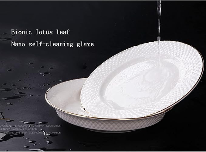 Dinnerware Sets Dish Set,Ceramic Tableware Set,White Porcelain 60-Piece Set,Personalized Kitchen Plate and Bowl Set