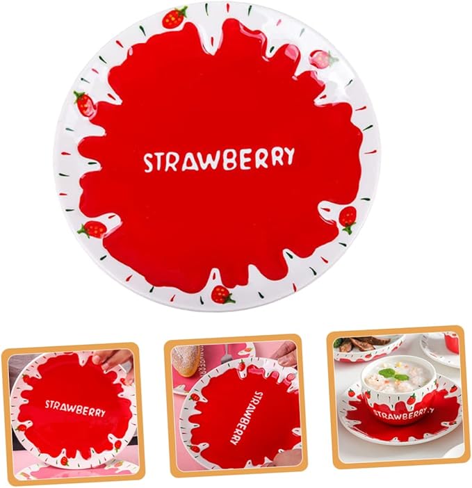 Multifunctional Strawberry Decor Plate Kitchen Ceramic Plate Dinnerware Decorative
