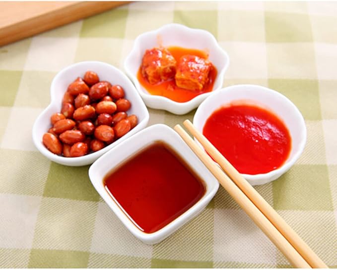 Alipis 2pcs Japanese Porcelain Dipping Bowls Condiment Dish Dessert Tray Appetizer Plates Ceramic Sauce Dishes