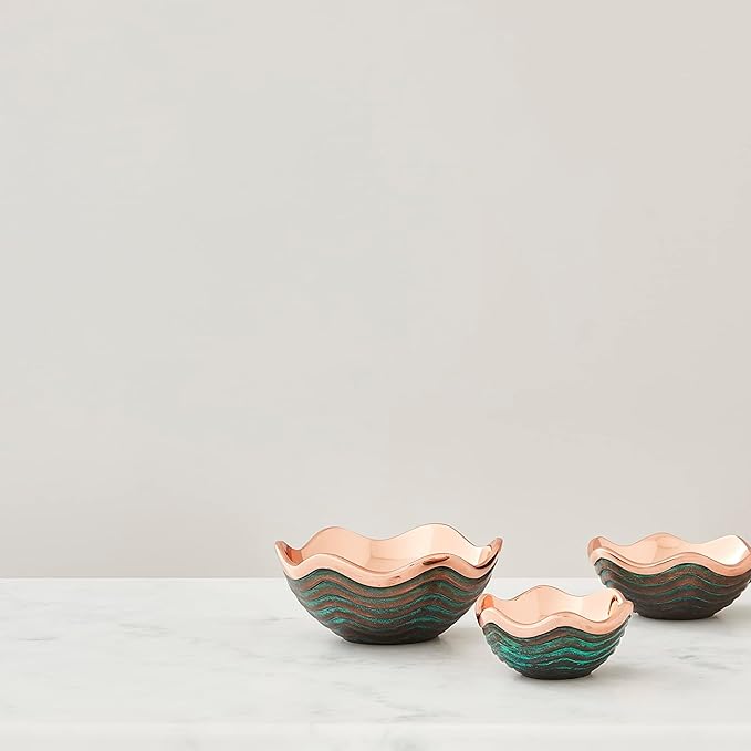 nambe Mini Copper Canyon Bowl | 4.5-Inch Fruit Bowl for Kitchen Counter, Table, Mantel Décor | Decorative Scalloped Edge Vegetable Basket | Salad Serving Bowl | 6.5-Ounce