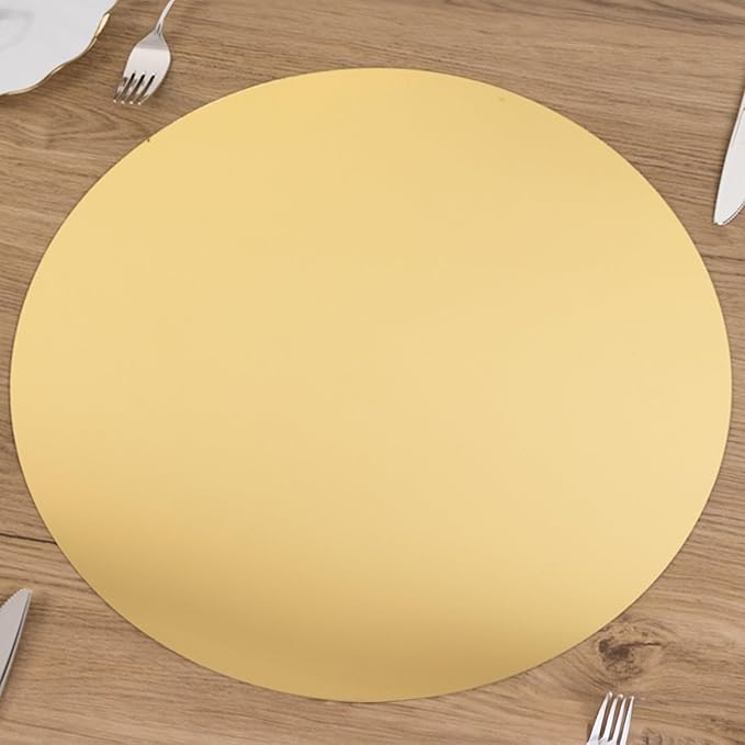 Efavormart 10 Pack Gold Round Acrylic Mirror Tray for Decoration, Large Circle Candle Plate Centerpiece Bases - 16"