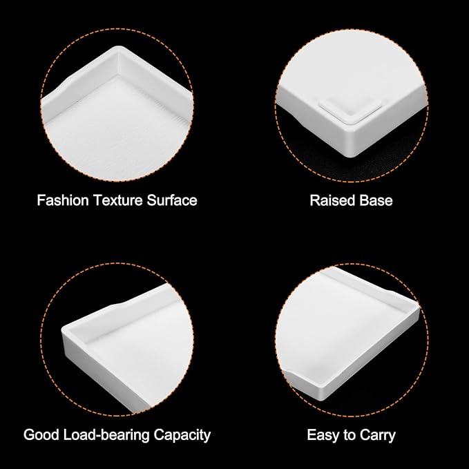 PATIKIL 8x6 Fast Food Tray, Plastic Reusable Recyclable Multi-Purpose Rectangle Serving Tray for Restaurant Home Kitchen, White