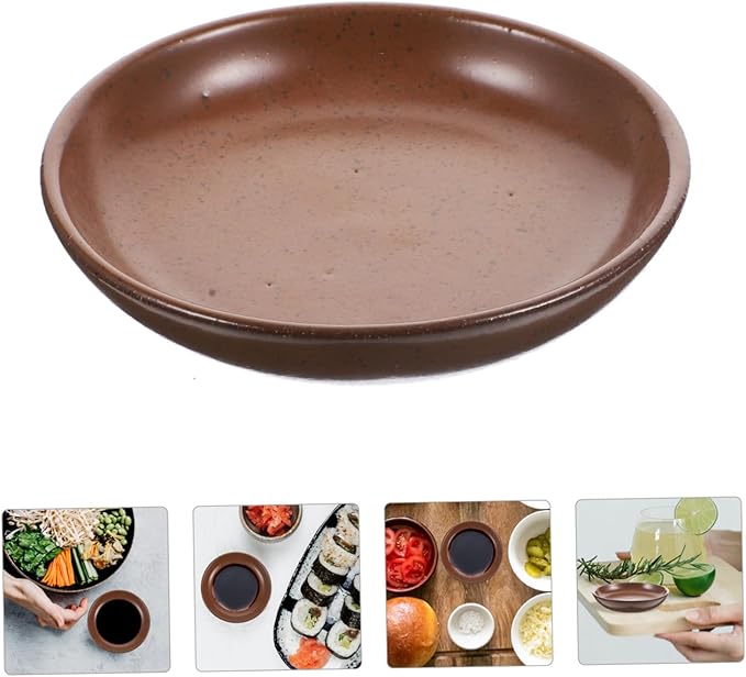 Mikinona Ceramic Serving Tray Round Appetizer Plate for Snacks Dips and Sauces Sturdy Earthenware for Parties and Restaurants 10-inch Size