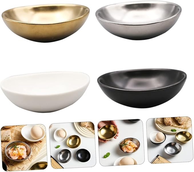 Alipis 4pcs Assorted Color Seasoning Dishes for Sushi and Condiments -shaped Small Plates for Vinegar Sauce and Dipping Sauces for Appetizers and Table Settings