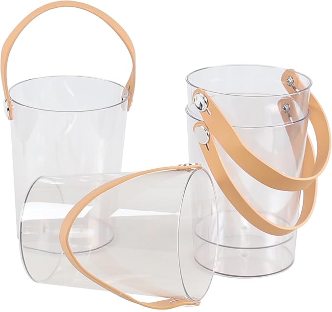 Xyskin 4 Pack 4.5 Liter Clear Ice Bucket with Carry Handle, Beer Drink Storage Cooler Plastic Ice Tub for Party