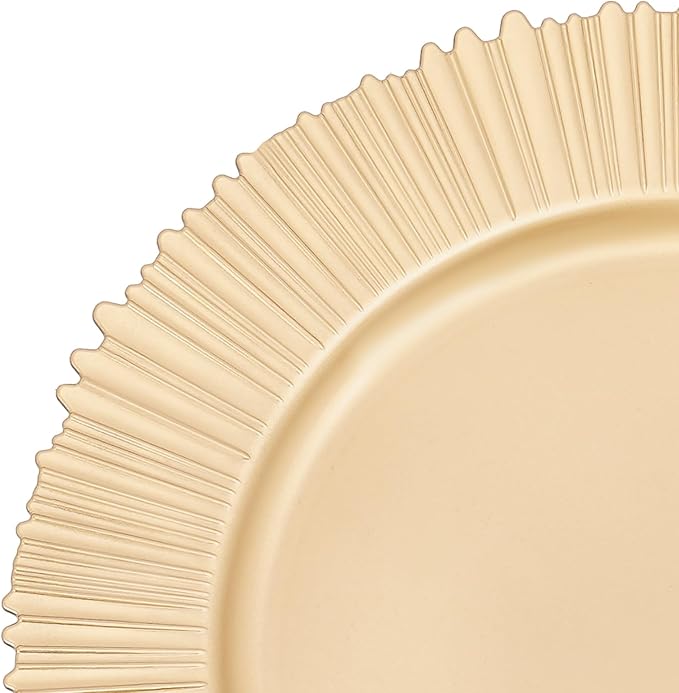 Gold Plastic Charger Plates Set of 100, 13” Reusable Party Chargers for Dinner Plates, Elegant Round Service Plate Chargers Bulk Decorative for Wedding, Catering Table Decor