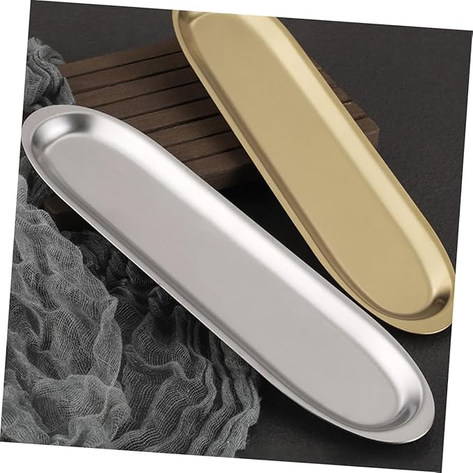 Homoyoyo Stainless Steel Cutlery Tray Silver Trays for Serving Chinese Plates BBQ Plate Multi-Function Household Tableware
