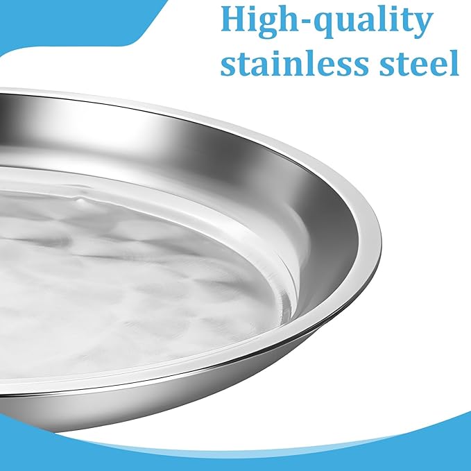10 Pack Stainless Steel Round Serving Tray, 12 Inch Silver Serving Bar Serving Platter Sturdy Silver Metal Display Tray for Coffee Table Party Club Home Ottoman