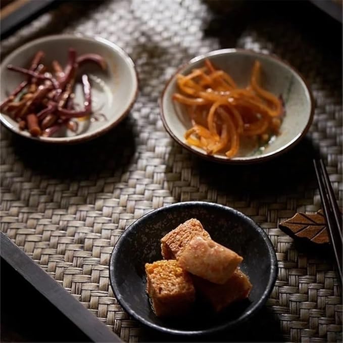 Appetizer Plates Soy Sauce Dipping Bowls, Round Small Plate Ceramic Dipping Bowl, Sauce Dish Tiny Bowls Side Dish for Condiment