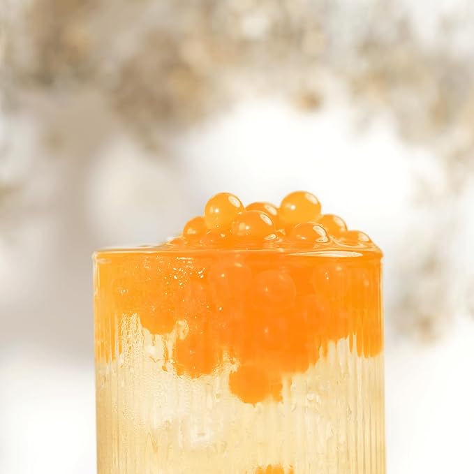 Tea Zone [2 Pound] Peach Popping Pearls, Bursting Pearls for Teas, Shakes, Smoothies, Dessert Toppings B2061 (2.0lb)