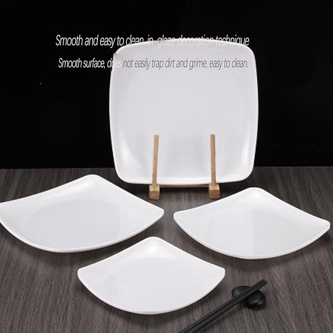 Appetizer plate, small ceramic plate, suitable for desserts, square plate, white kitchen cutlery set.(8.5in)